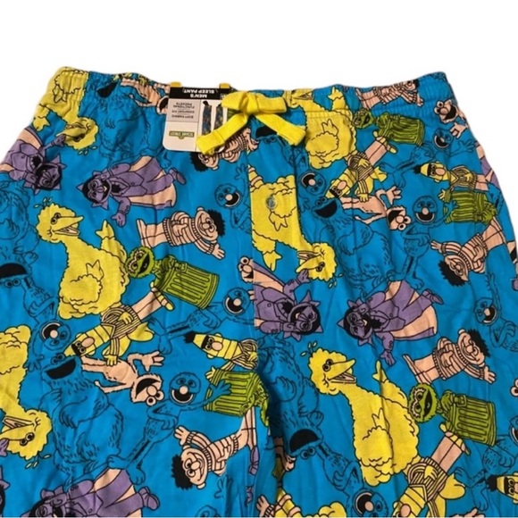 2 Pairs Men’s Sesame Street Pastel Character Art Men's Blue Sleep Pajama Pants - Picture 5 of 8